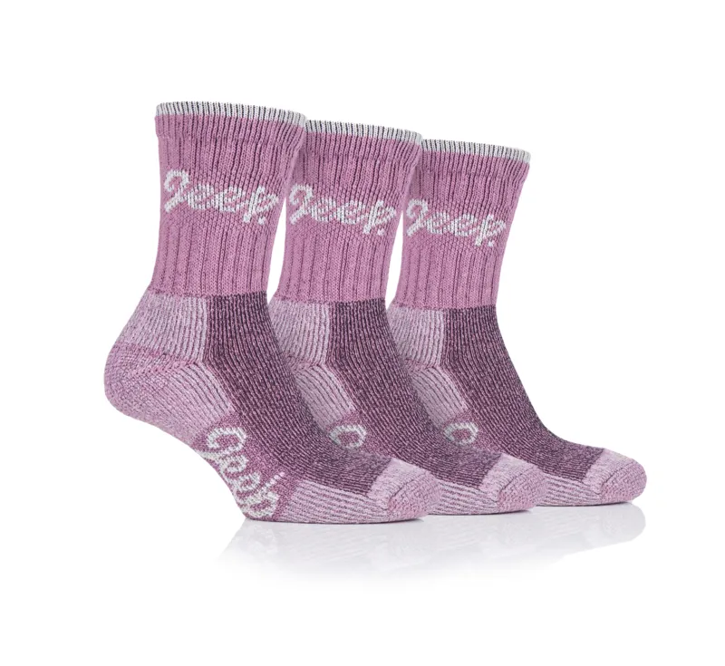 Jeep Luxury Boot Socks Ladies in Rose and Cream